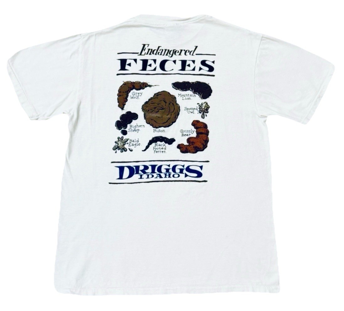 Vintage Endangered Feces Funny T Shirt Single Stitch Ferret Driggs Idaho M