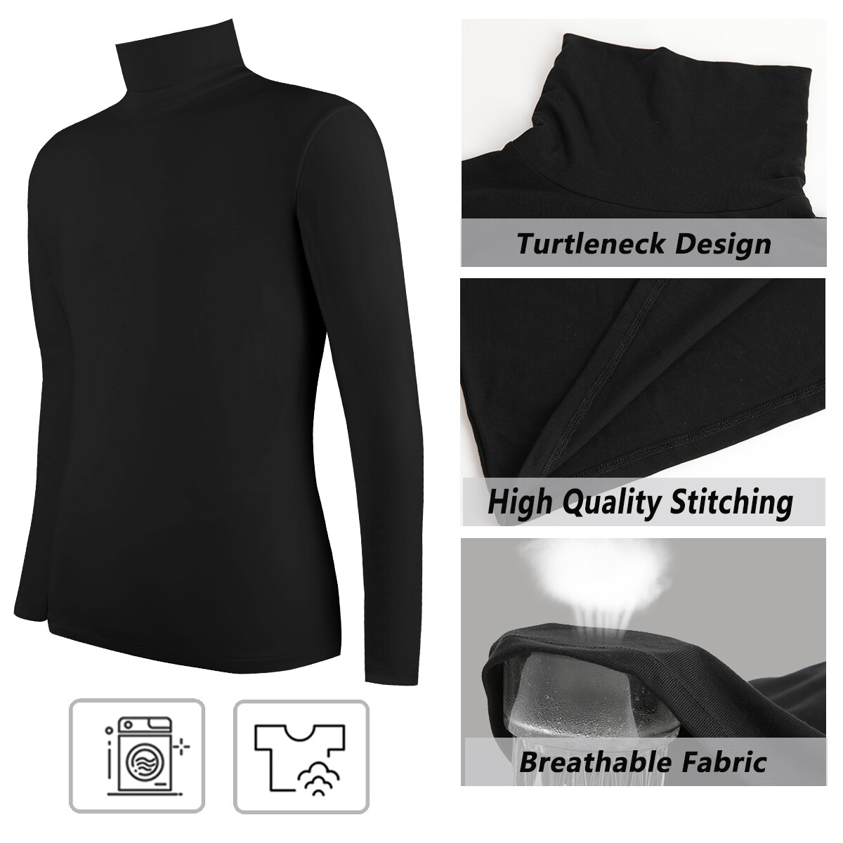 Men Pullover Turtle Neck T-shirt Slim Fit Tops Warm Winter Long Sleeve Shirts gallery