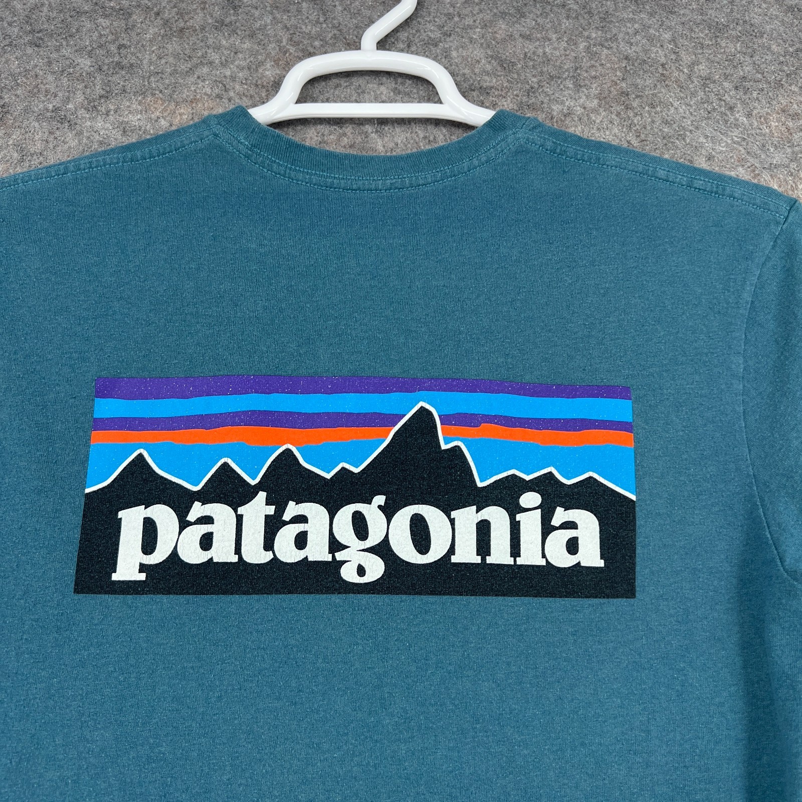 Patagonia Shirt Mens Large Blue Short Sleeve Crew Neck Cotton Blend Graphic Tee gallery