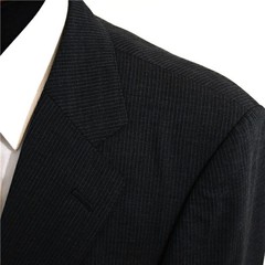 Burberrys Dark Gray Stripe Wool 2Button Suit with Center Vent 100% Wool
