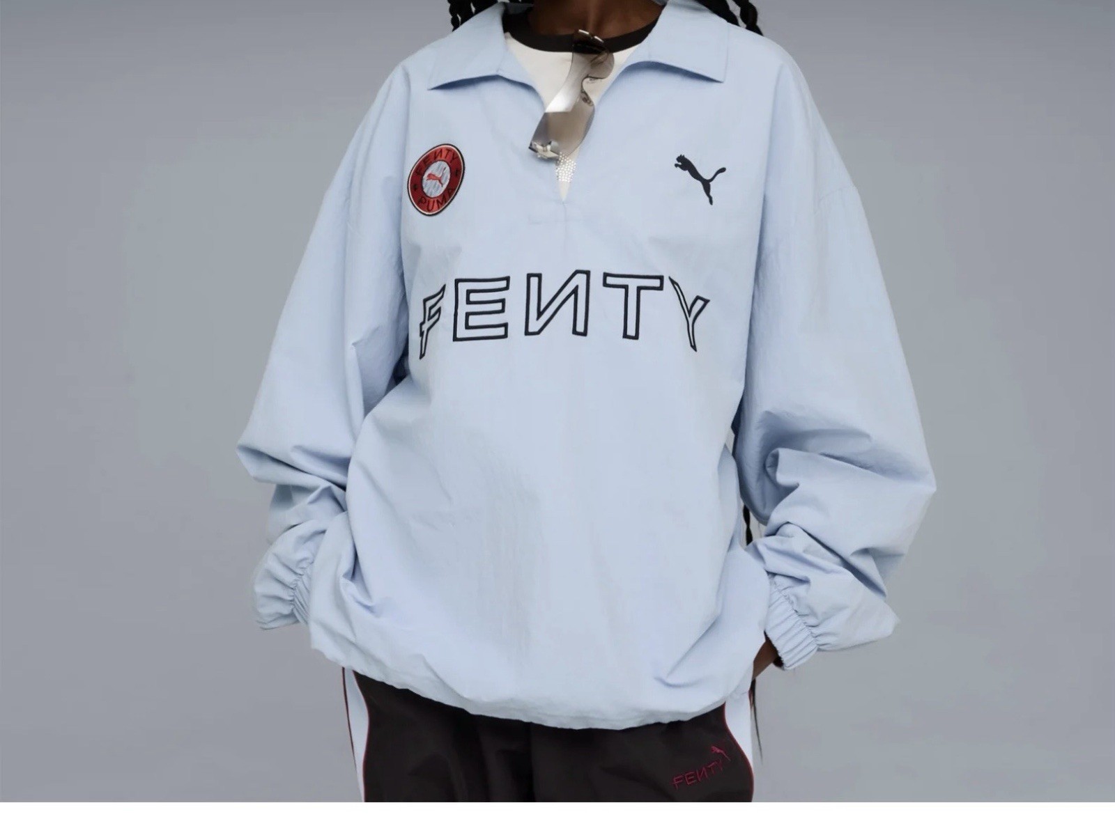 PUMA Fenty X Nylon Drill Top Pullover Mens Blue Casual Tops 63573448 gallery