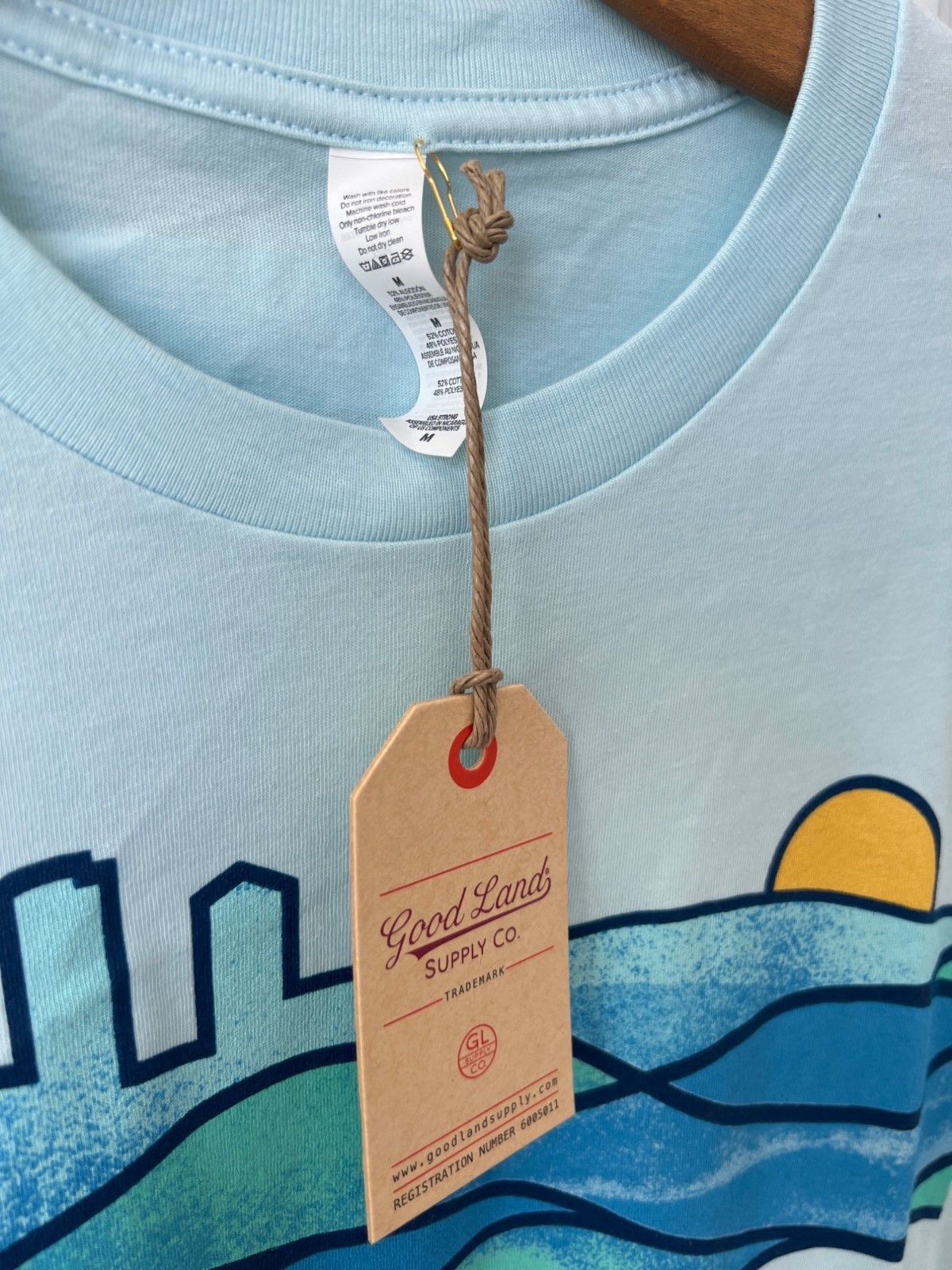 Good Land Supply Co. Graphic Tee Medium Boston 1630 Ice Blue Cotton Blend NEW gallery
