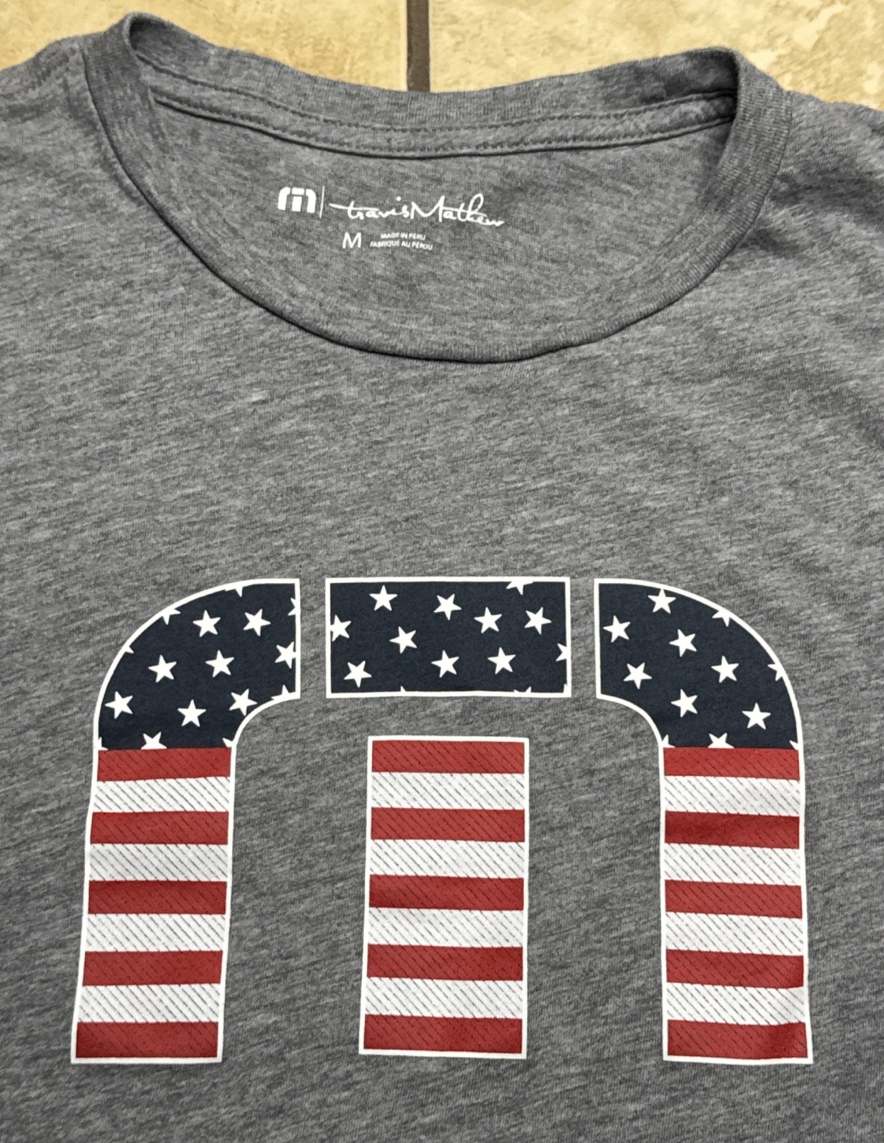 Travis Mathew - USA Logo - Men’s Sz Medium - Gray Golf Shirt 4th of July gallery