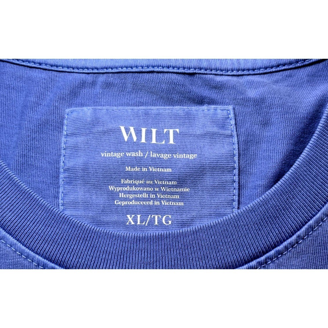 WILT Vintage Wash Pocket Tee XL NWT Periwinkle Blue Garment Dyed T Shirt