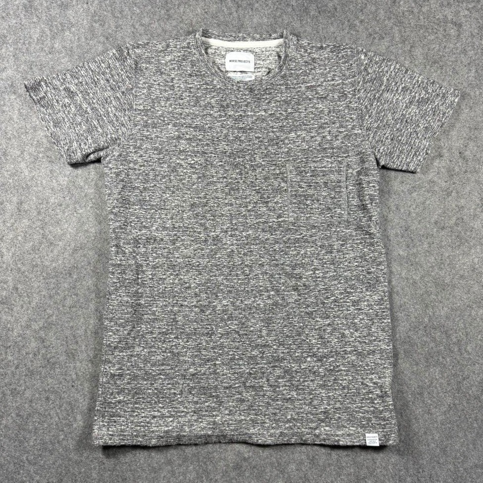 Norse Projects Mens Small Grey Slub Knit Japanese Fabric Pocket T-Shirt Textured