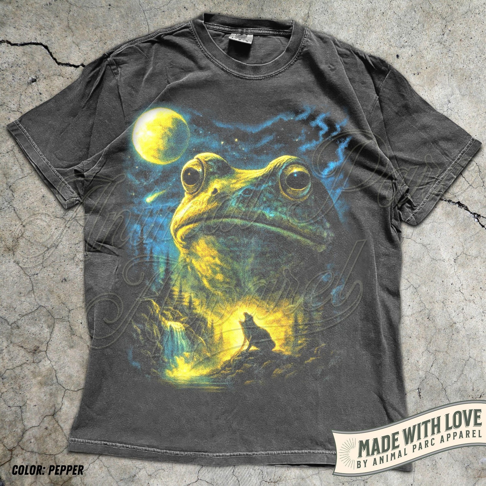 Frog Howling at the Moon T-Shirt Retro Full Moon Graphic Nature Tee gallery