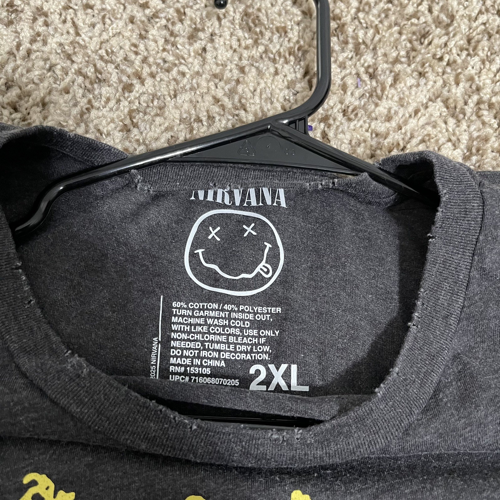 Nirvana Men's Smiley 1993 Tour Graphic Distress Relax Boxy Tee Size 2XL gallery