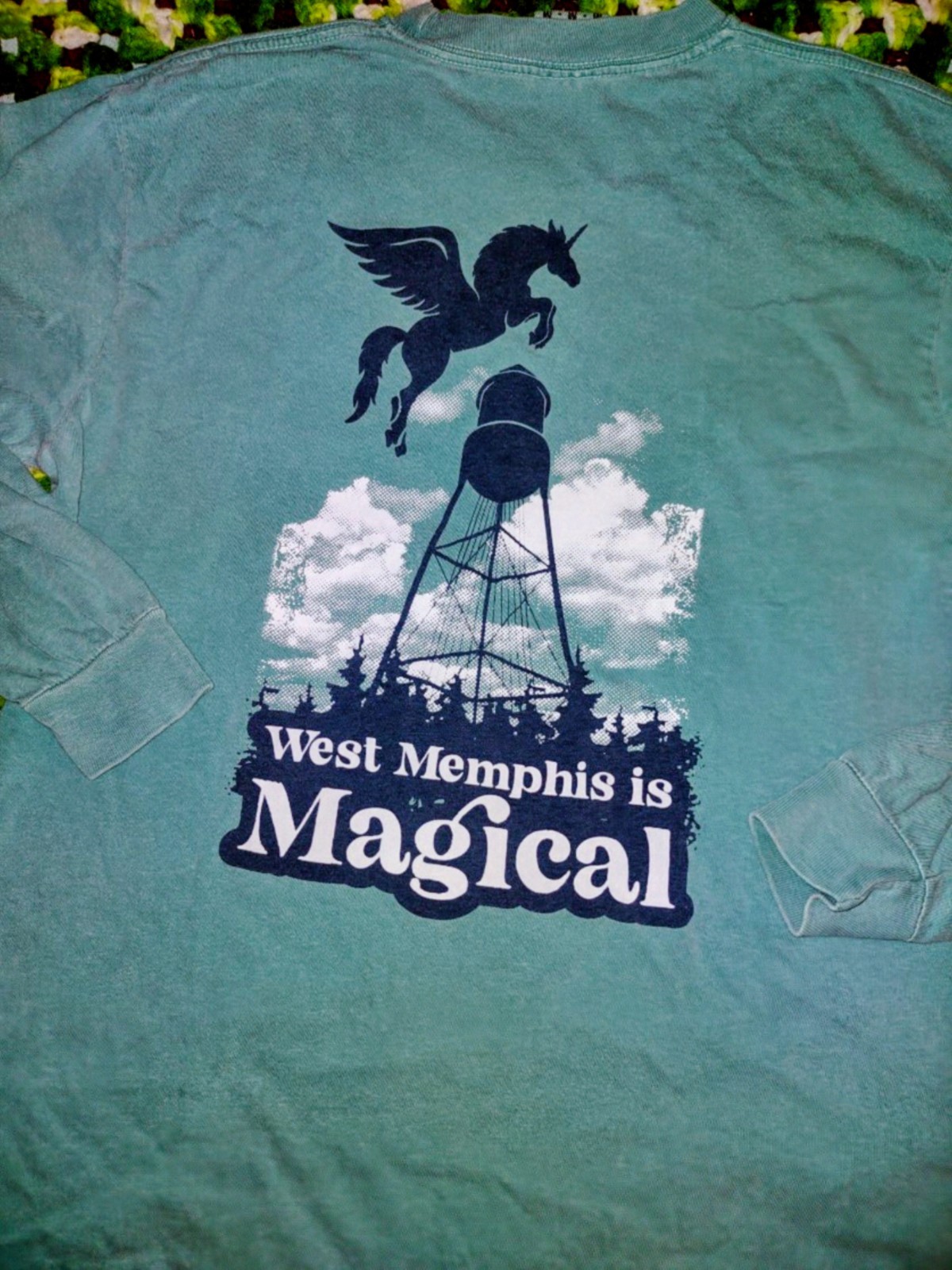 West Memphis Magical Unicorn Comfort Colors T-Shirt Teal Men's Med & Large gallery