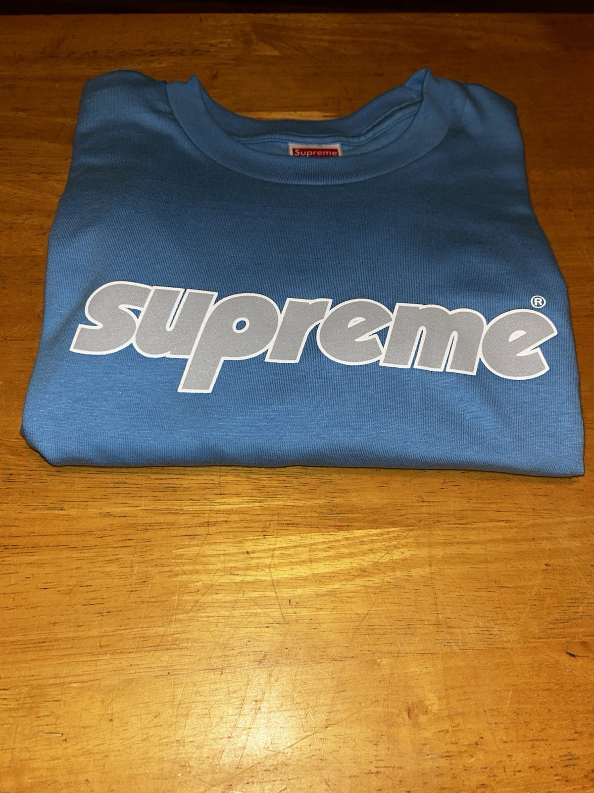 Supreme Pinline Logo Tee Shirt Bright Blue SS24 Size Large gallery