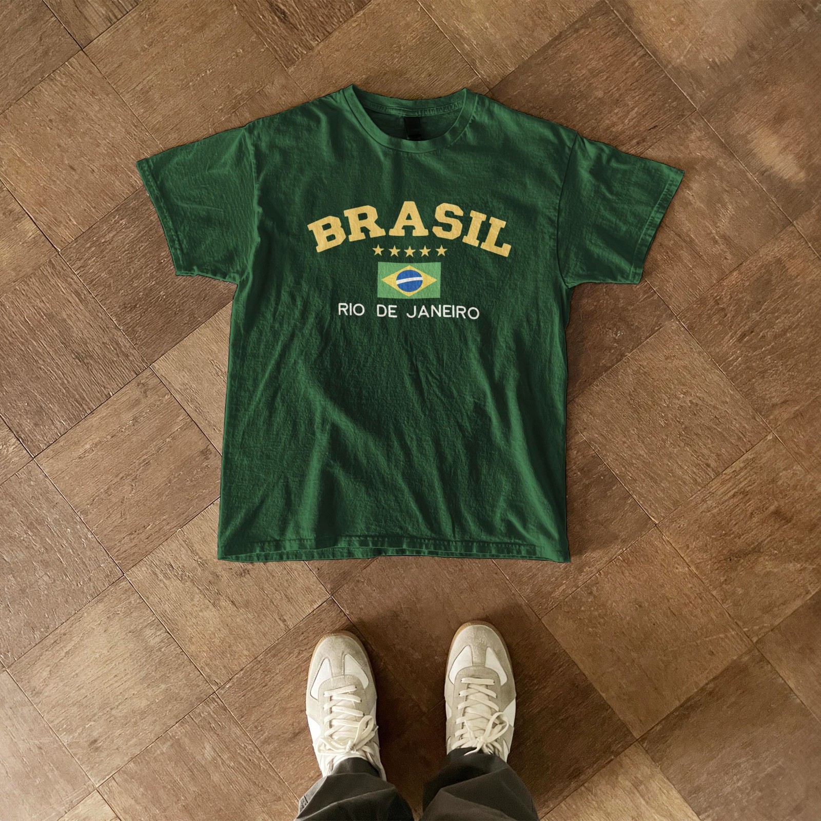 Brasil Rio Classic T Shirt, Original Brasil Forest Green Top gallery