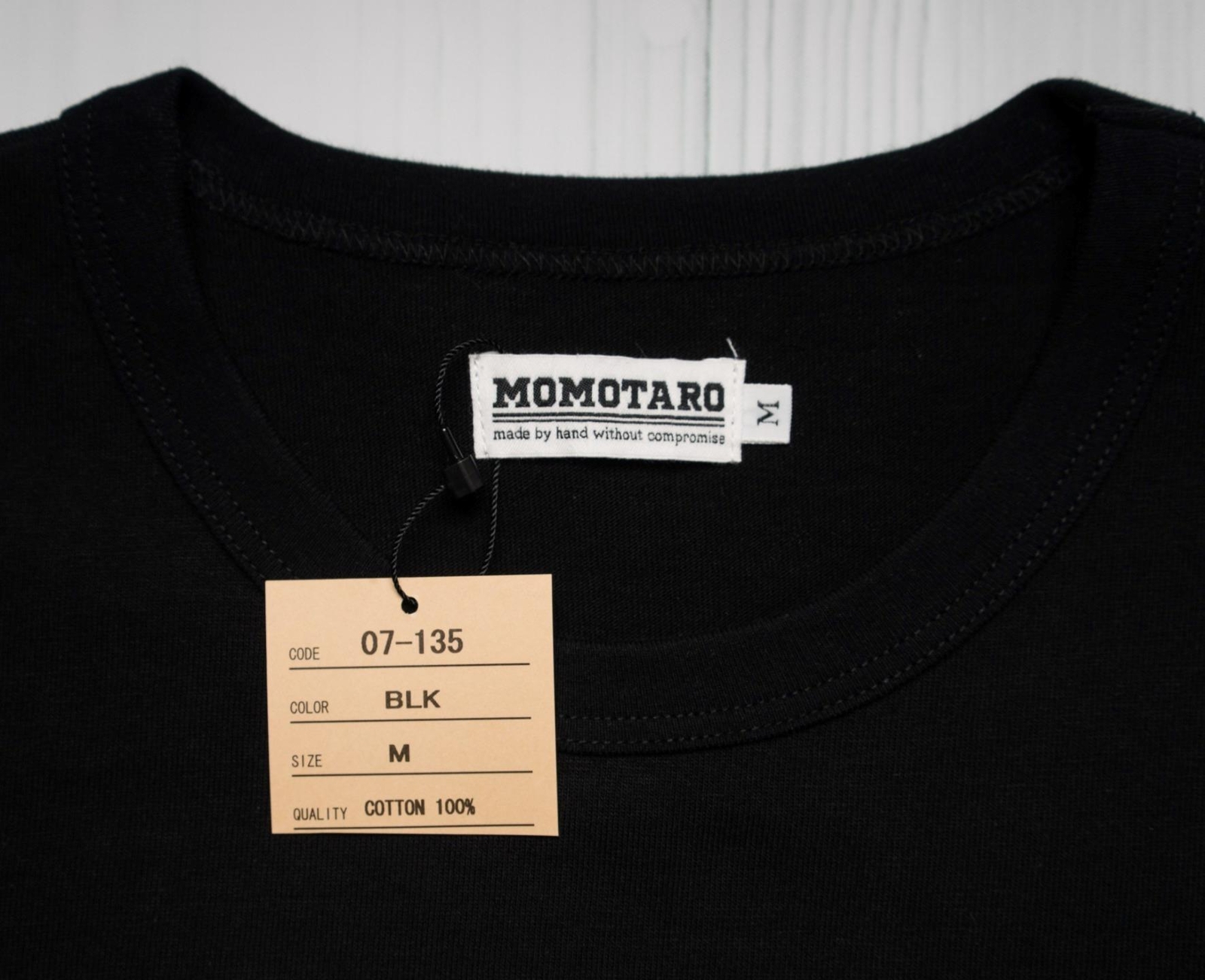 Momotaro $90 NWT Momotaro Black White Cotton Box Logo T-Shirt 07-135 L gallery