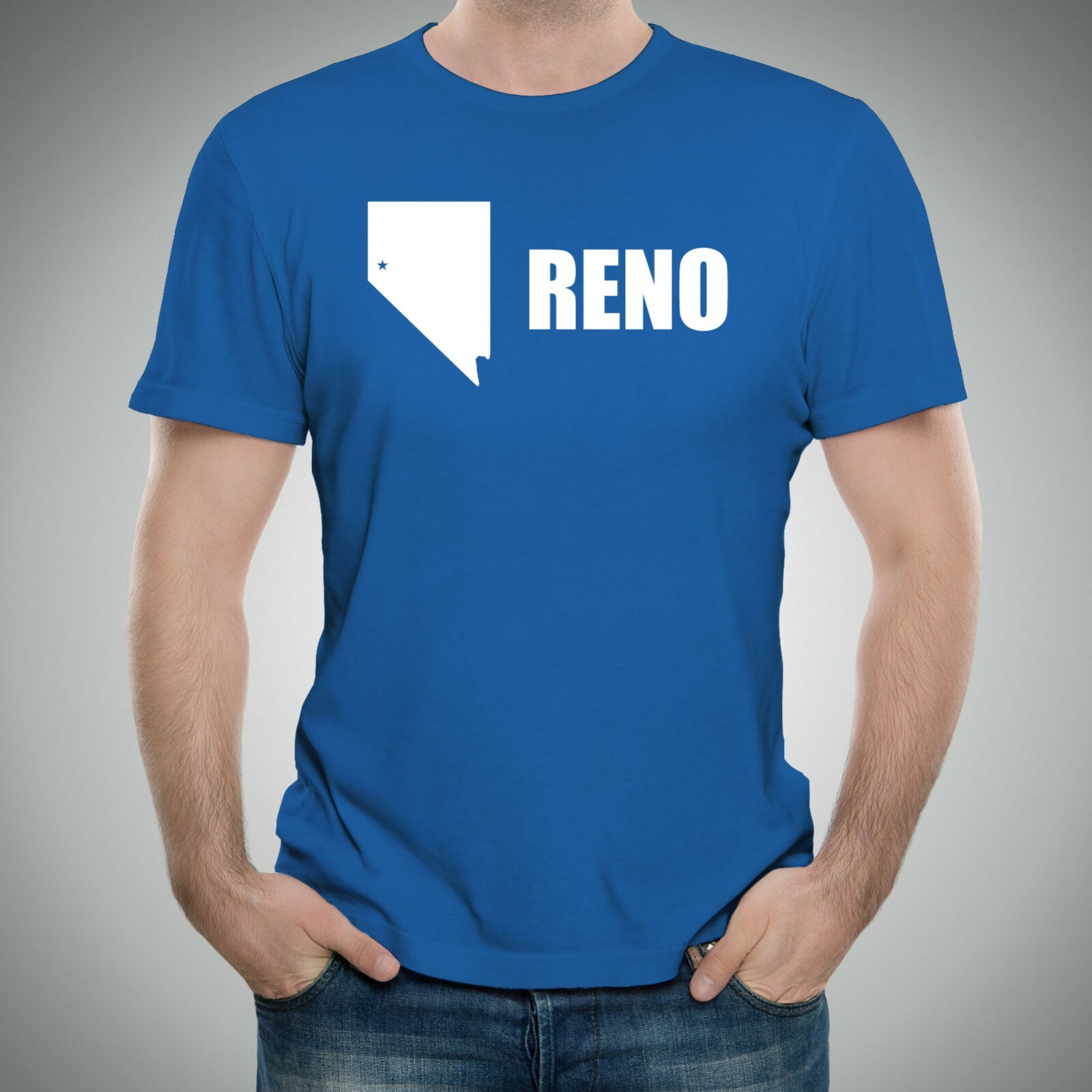 Reno US City Flag Basic Cotton T-Shirt – Royal