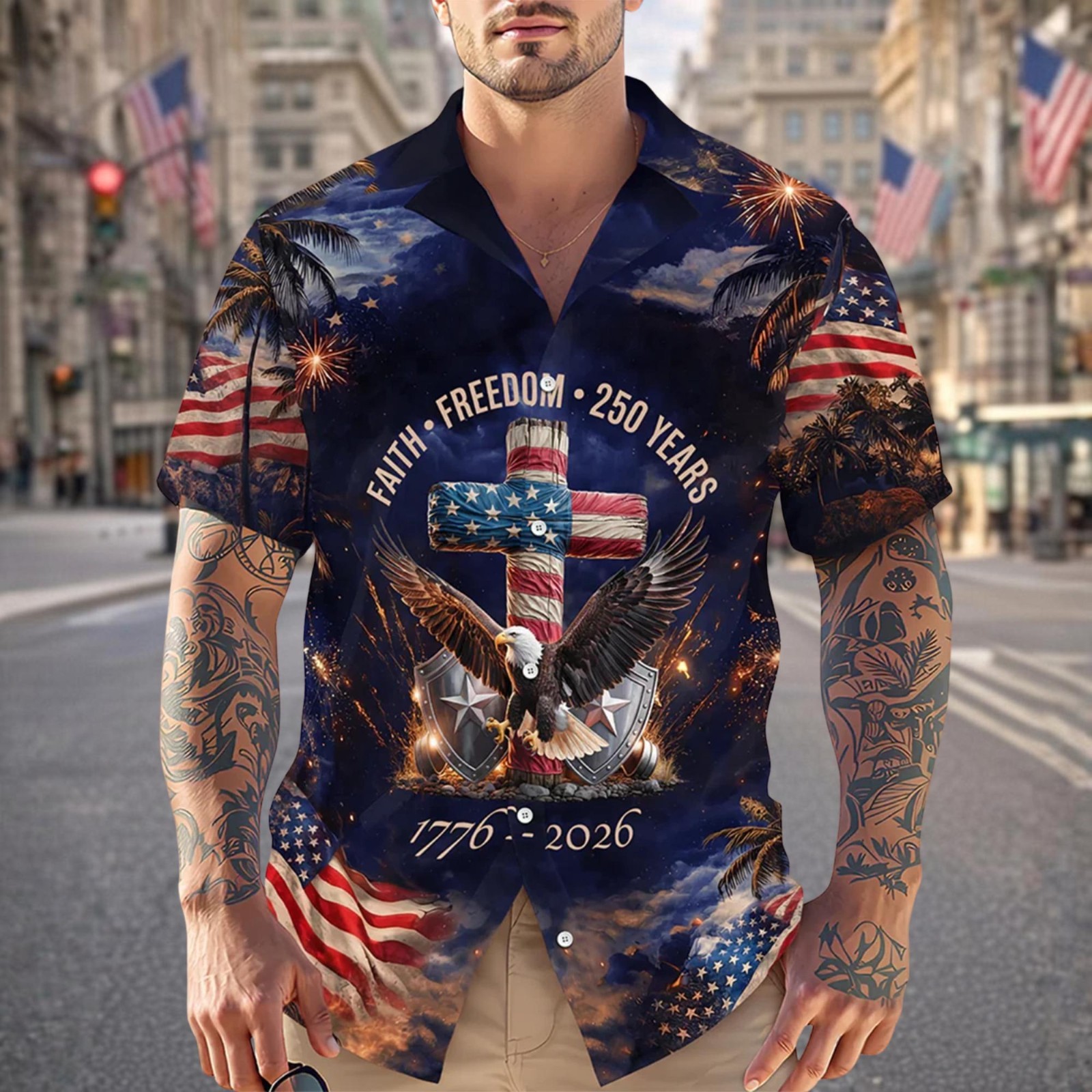 America 250th Anniversary Hawaiian Shirt, 250 Years Of Freedom Button Shirt gallery