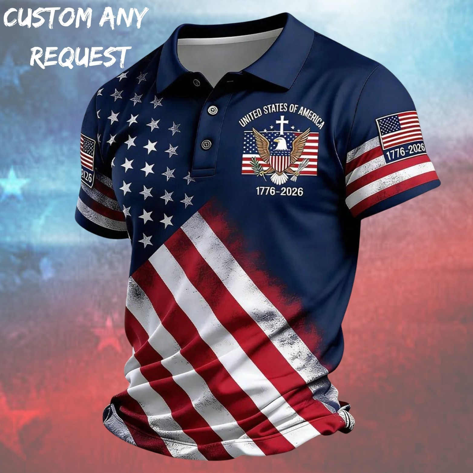 250th Anniversary Patriotic Polo Mens United States Of America 1776-2026 (S-5XL) gallery