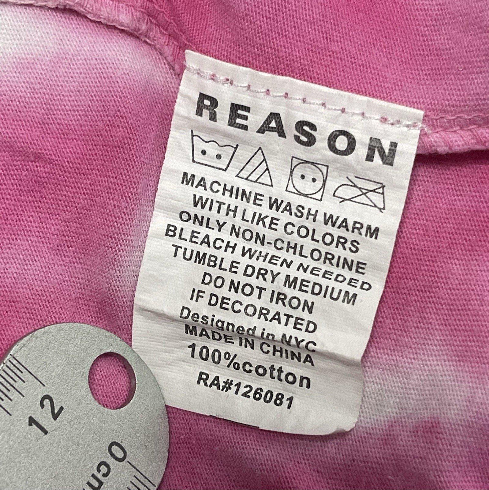 REASON TIE DYE BLUE, PINK, WHITE GRAPHIC 100% CottonT SHIRT MEN SIZE L gallery