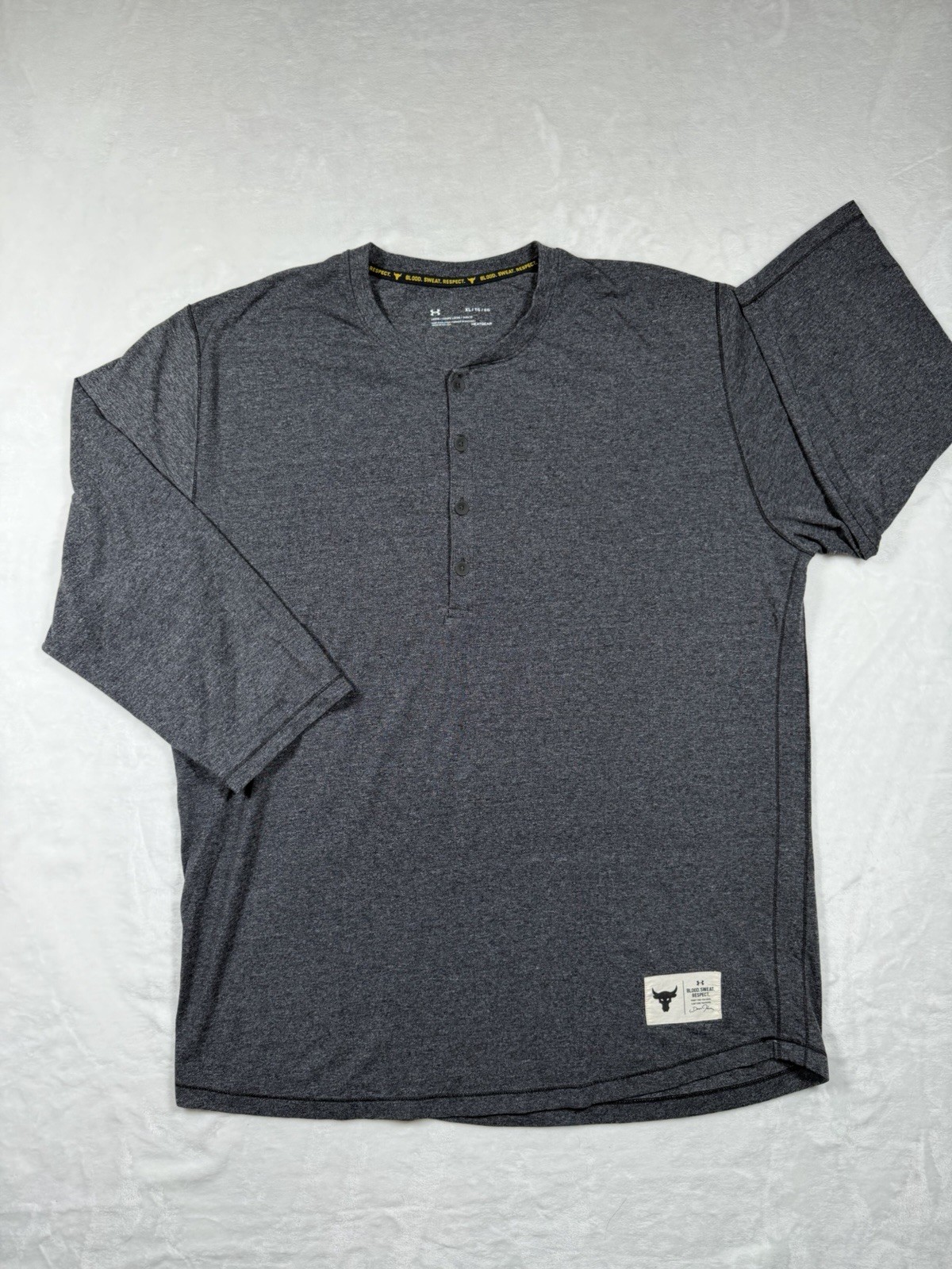 Under Armour Shirt Mens XL Project Rock Baseball 3/4 Sleeve Performance Gray gallery