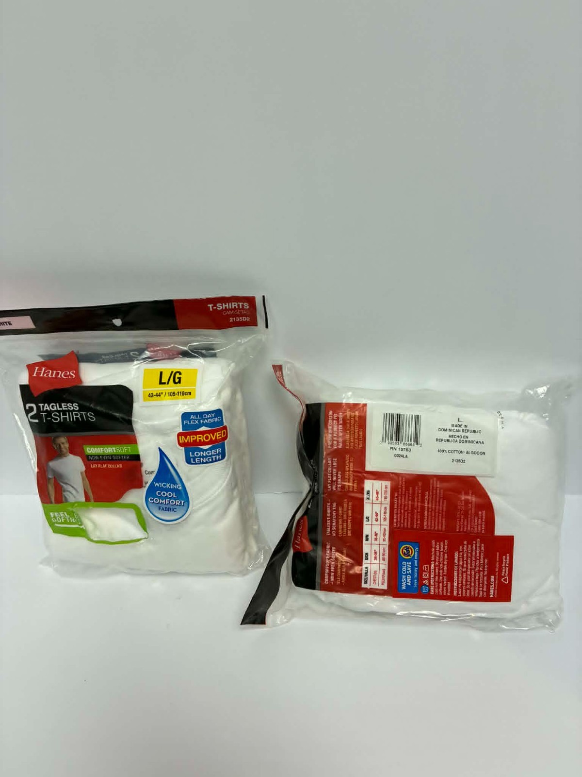 Hanes Tagless T-Shirts 4 White Size L ComfortSoft Crew Neck Undershirts Mens gallery