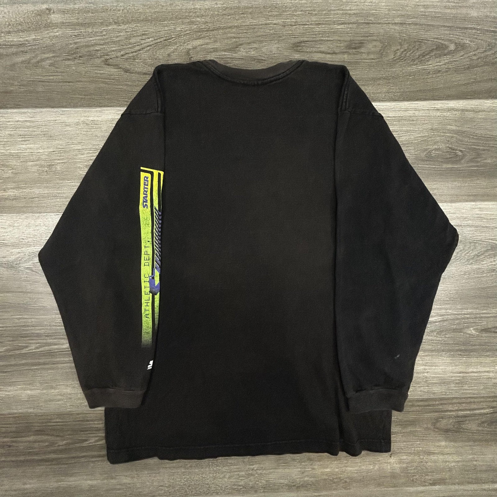 Vintage Starter Shirt Mens Large Black Faded Long Sleeve Hit Graphic 90s RARE gallery