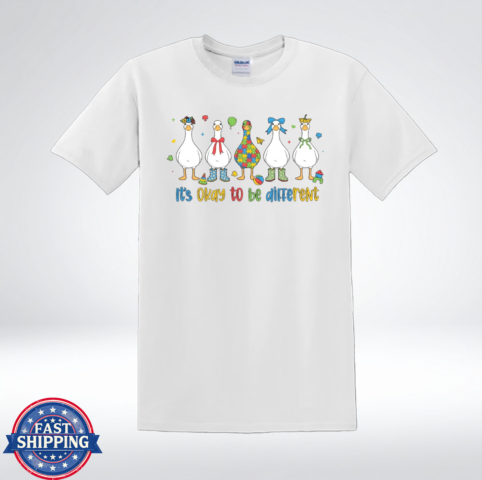 It’s Okay To Be Different Cute Goose Autism Awareness T-Shirt gallery