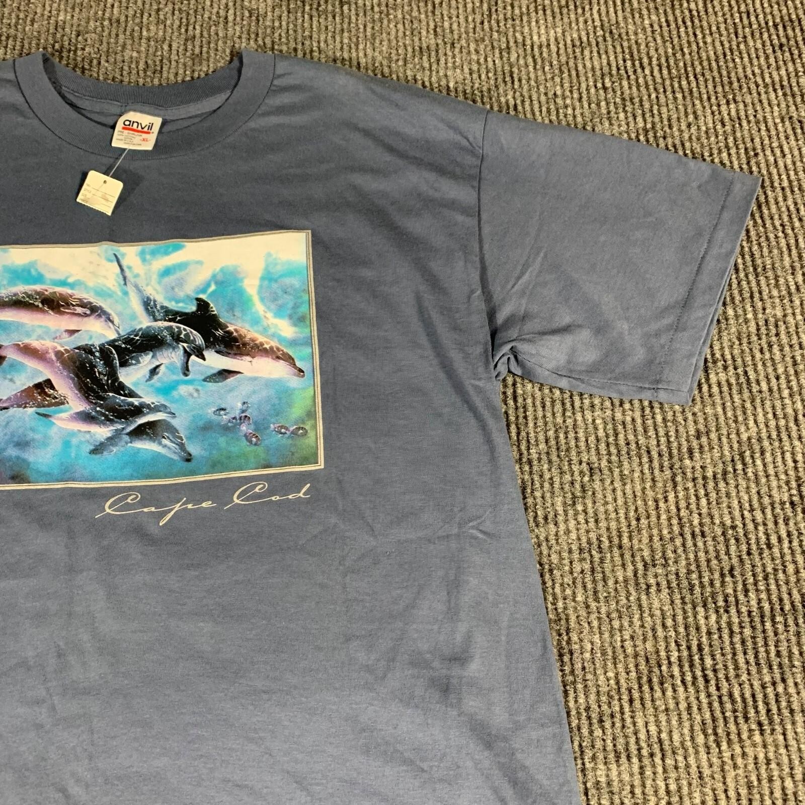VTG Anvil T Shirt Mens Extra Large XL Blue Single Stitch Cape Cod Dolphins New gallery