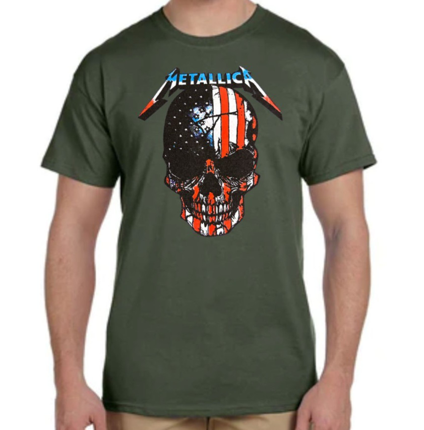 METALLICA AMERICAN SKULL PUNK ROCK Black T Shirt gallery