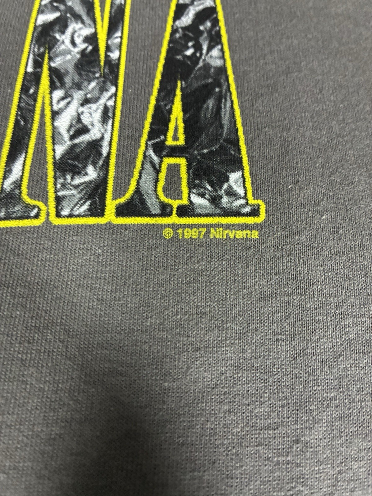 Vintage 90s 1997 Nirvana Kurt Cobain smiley face grunge rock metal t-shirt gallery