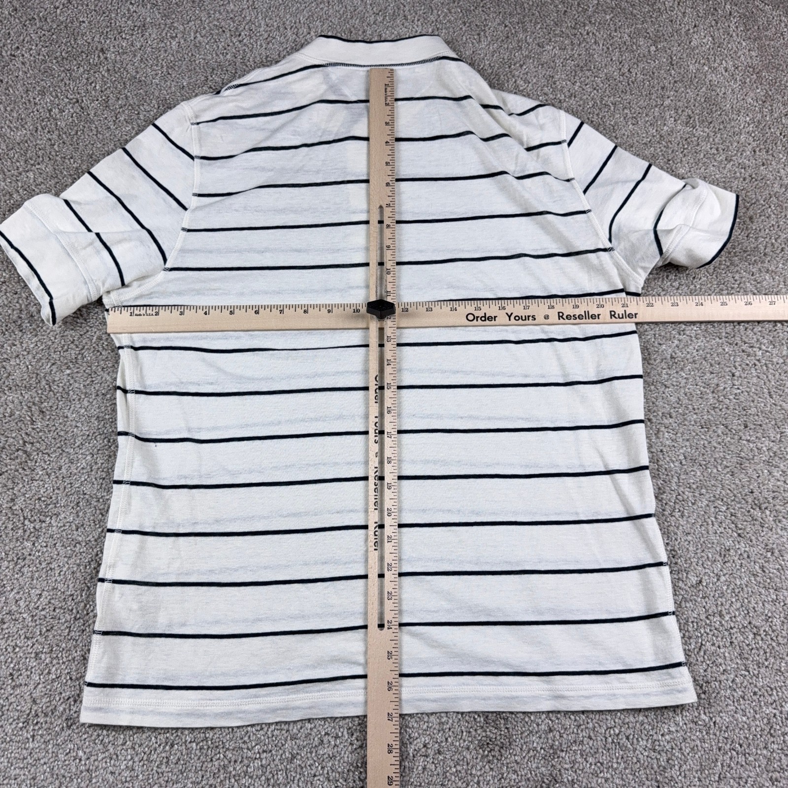 Brunello Cucinelli Shirt Mens Medium White Black Striped Cotton Linen Blend gallery