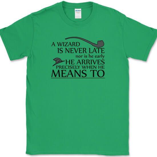 A Wizard Is Never Late T-Shirt Funny Magic Fantasy Text Tee gallery