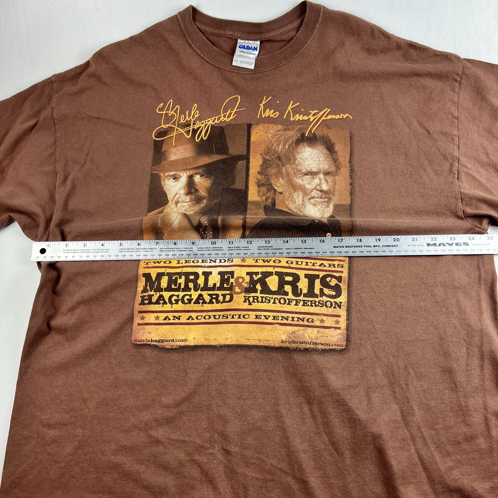 Merle Haggard Kris Kristofferson Concert T Shirt Brown Men's 2XL (50") Country gallery