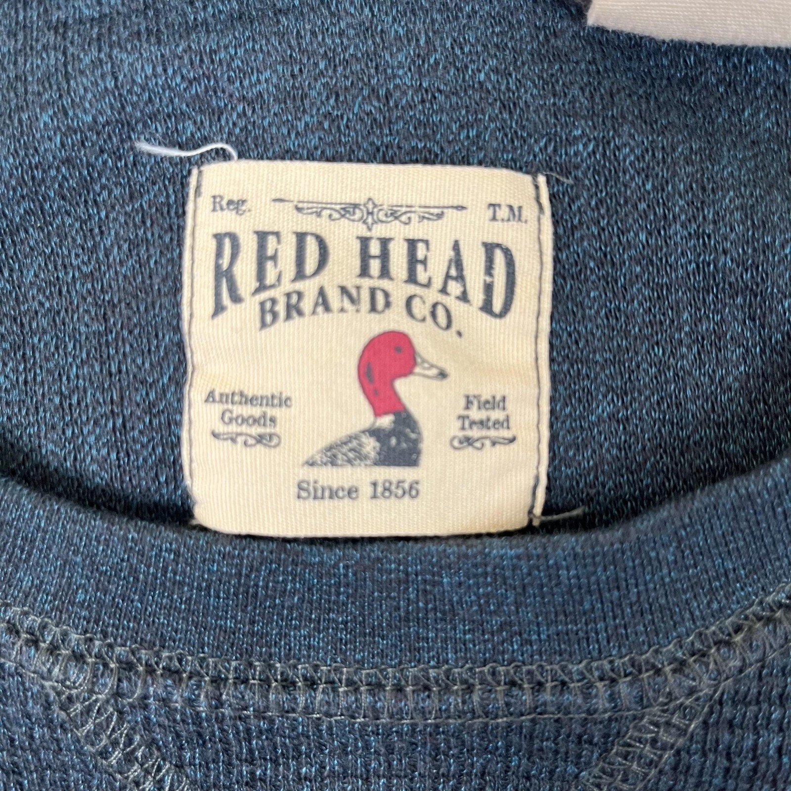 RedHead Long Sleeve Thermal T-Shirt Mens Large Blue Waffle Knit Crew Neck gallery