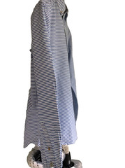 Tailored By Solid Shirt Blue/White Stripe100% Cotton M Size Long Sleeves Slim Fi