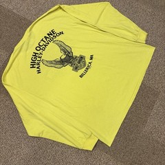 Vintage Harley Davidson Biker Mass. Safety Yellow Long Sleeve Graphic Tee Shirt