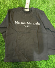 Maison Margiela Paris Long Sleeve Black Logo Shirt Size M New