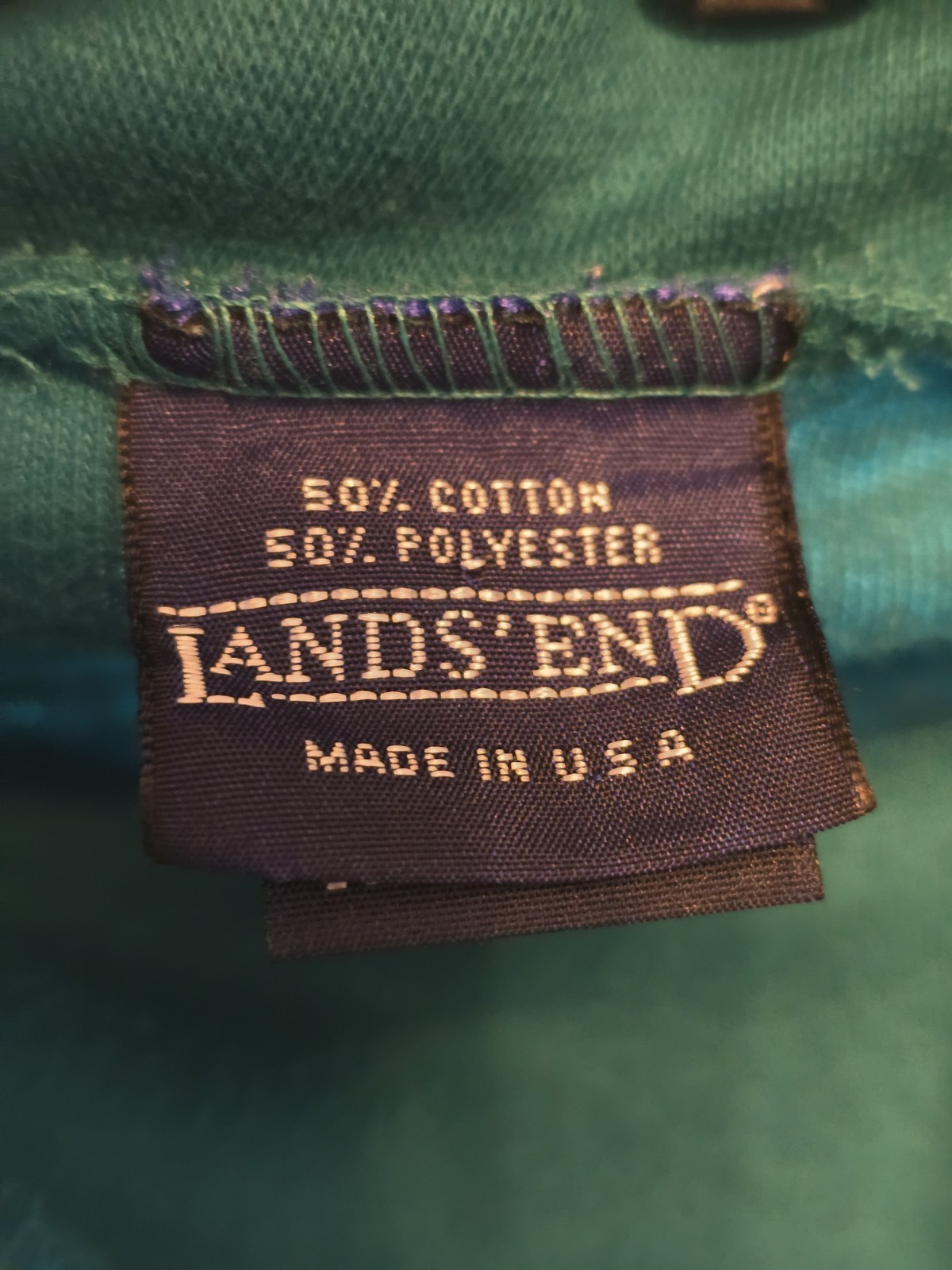 Vintage Lands' End Shirt Men's Large Teal Seamless Turtleneck High Neck LS USA gallery