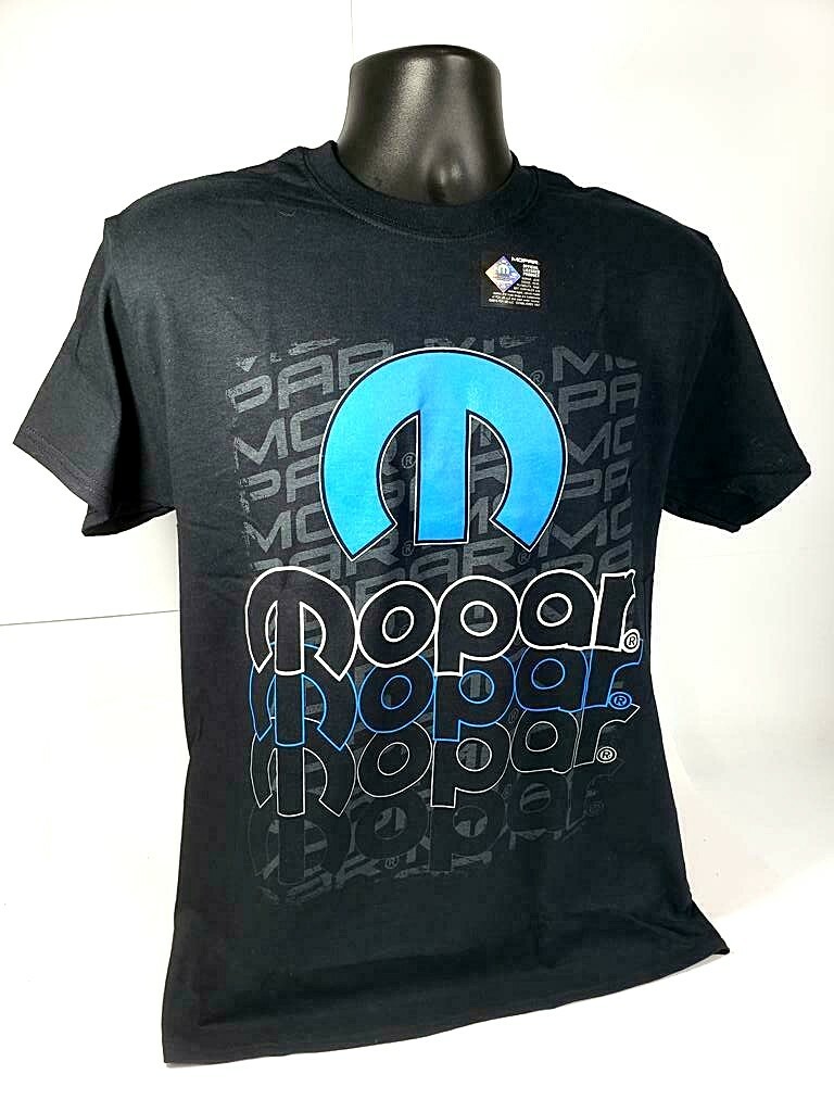Black T-Shirt w/ Blue Mopar "M" Emblem & Three Color MOPAR Script gallery