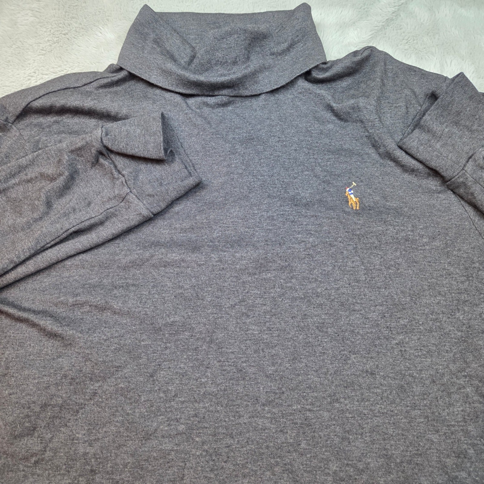 Polo Ralph Lauren Turtleneck Mens XL Charcoal Gray Cotton Long Sleeve Shirt gallery