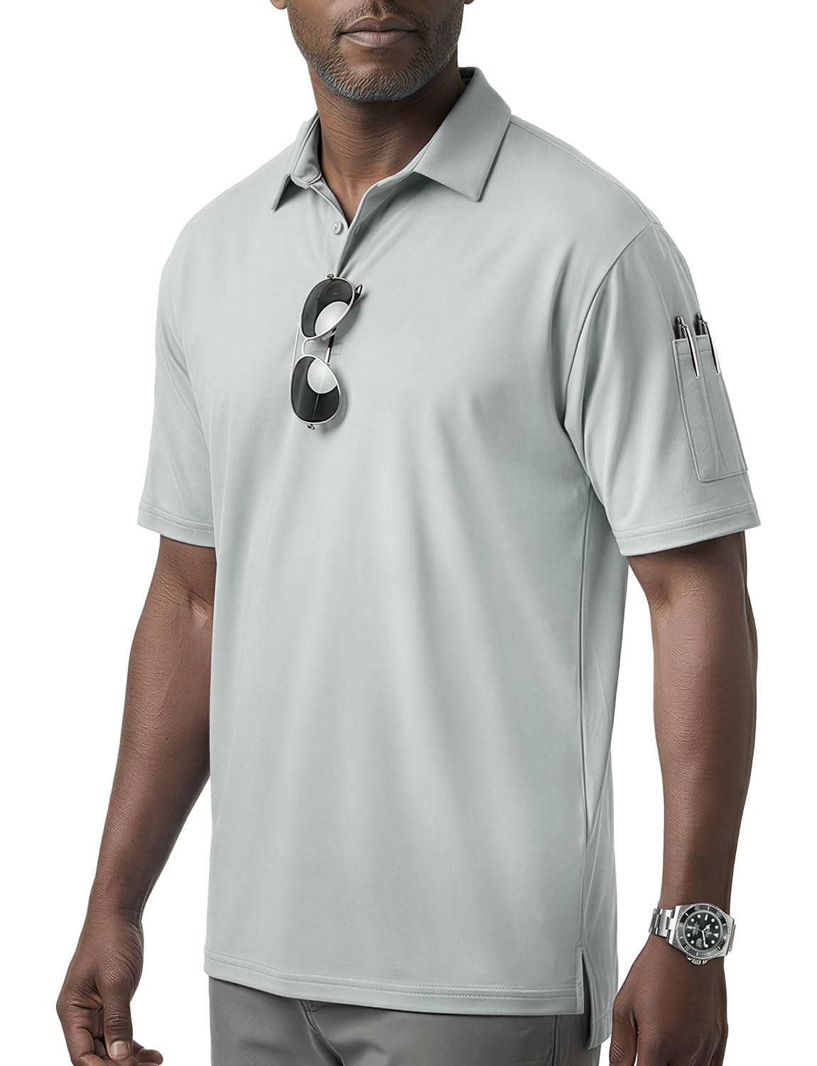 Men's Instant Cooling Polo Shirt, Lightweight Performance Coolmax Moisture Wi... gallery