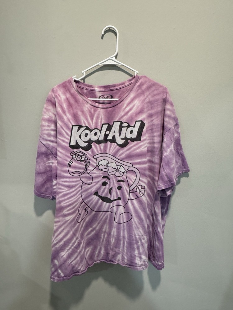 Vintage Kraft Kool-Aid Man Tie-Dye Graphic Tee Purple 3XL Men’s Cotton Crew Neck