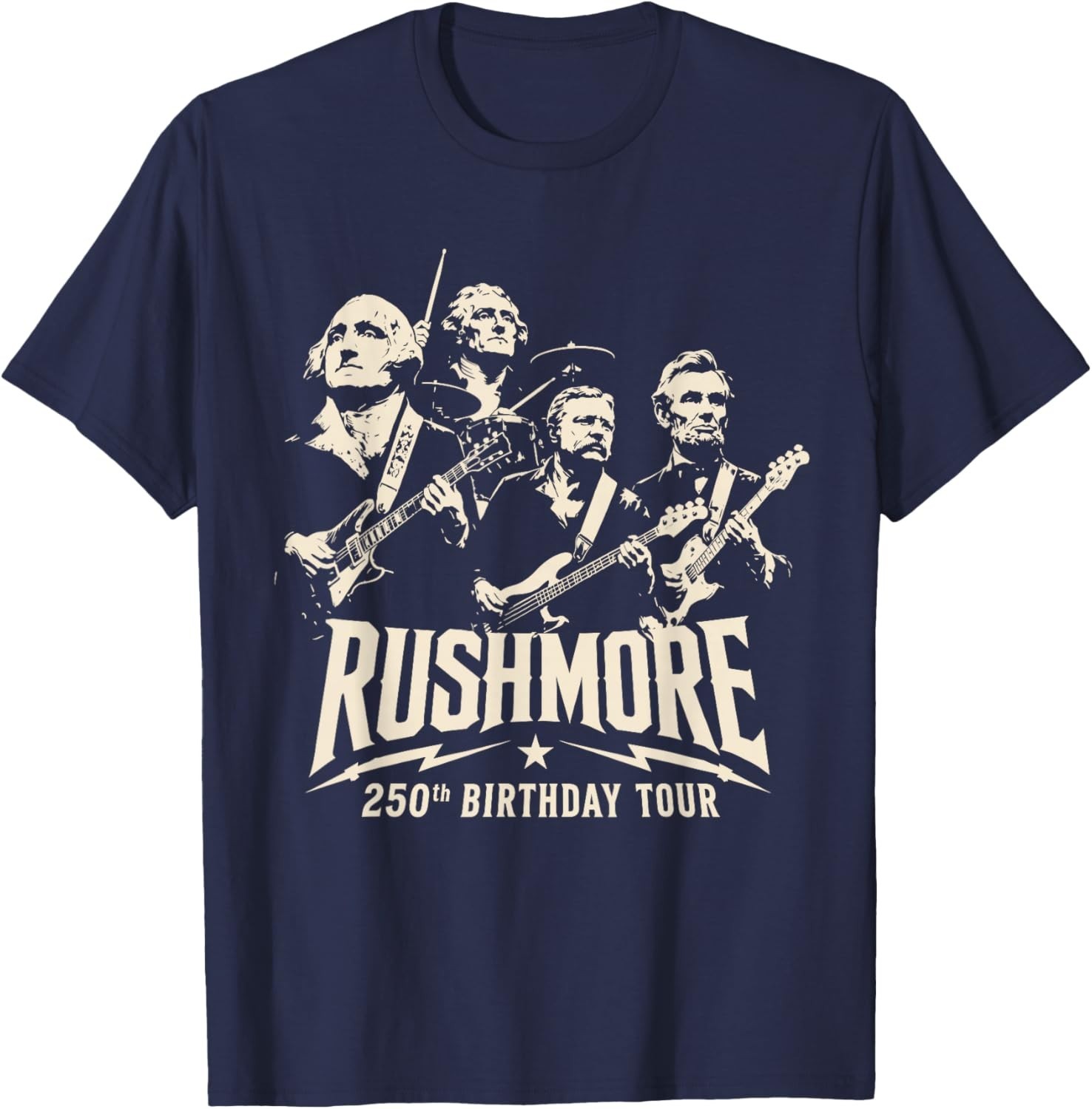 Funny Mount Rushmore 250th Birthday Tour Rockstar Graphic T-Shirt gallery
