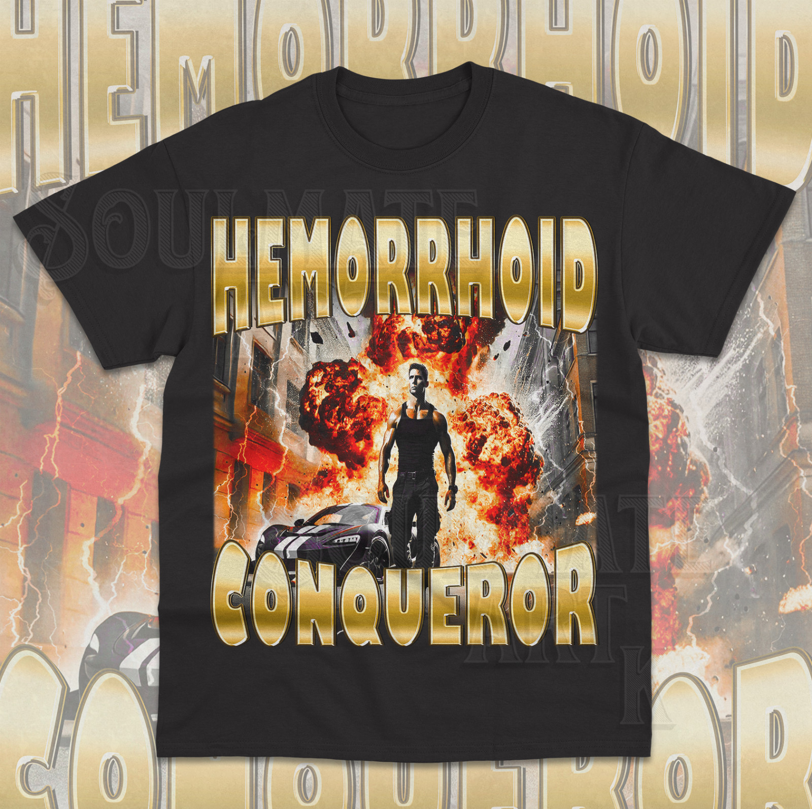 Hemorrhoid Conqueror T-Shirt Funny Meme Dark Joke Weird Gift Unisex Shirt gallery