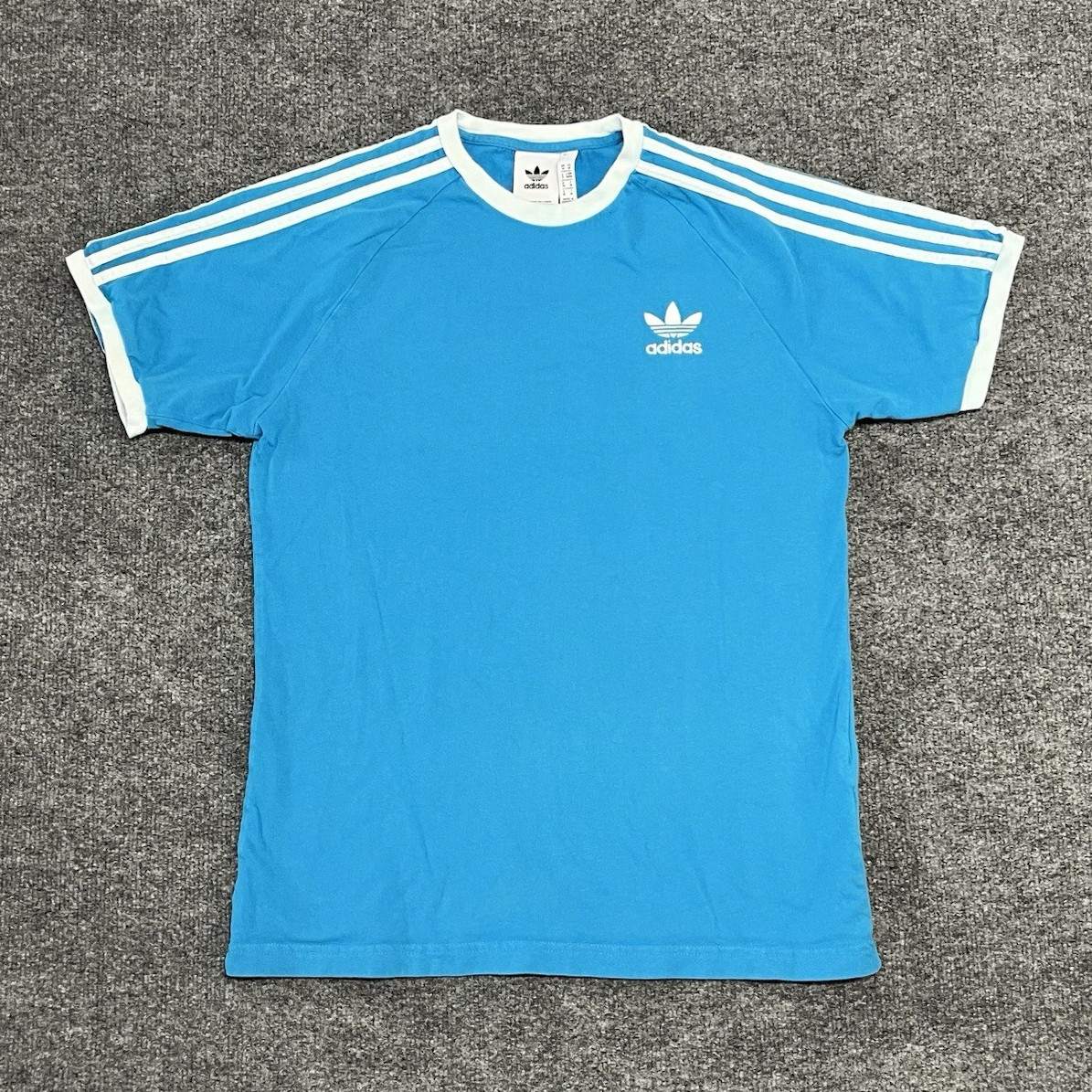 adidas Originals Trefoil 3-Stripes Blue White Crewneck T-Shirt Mens M