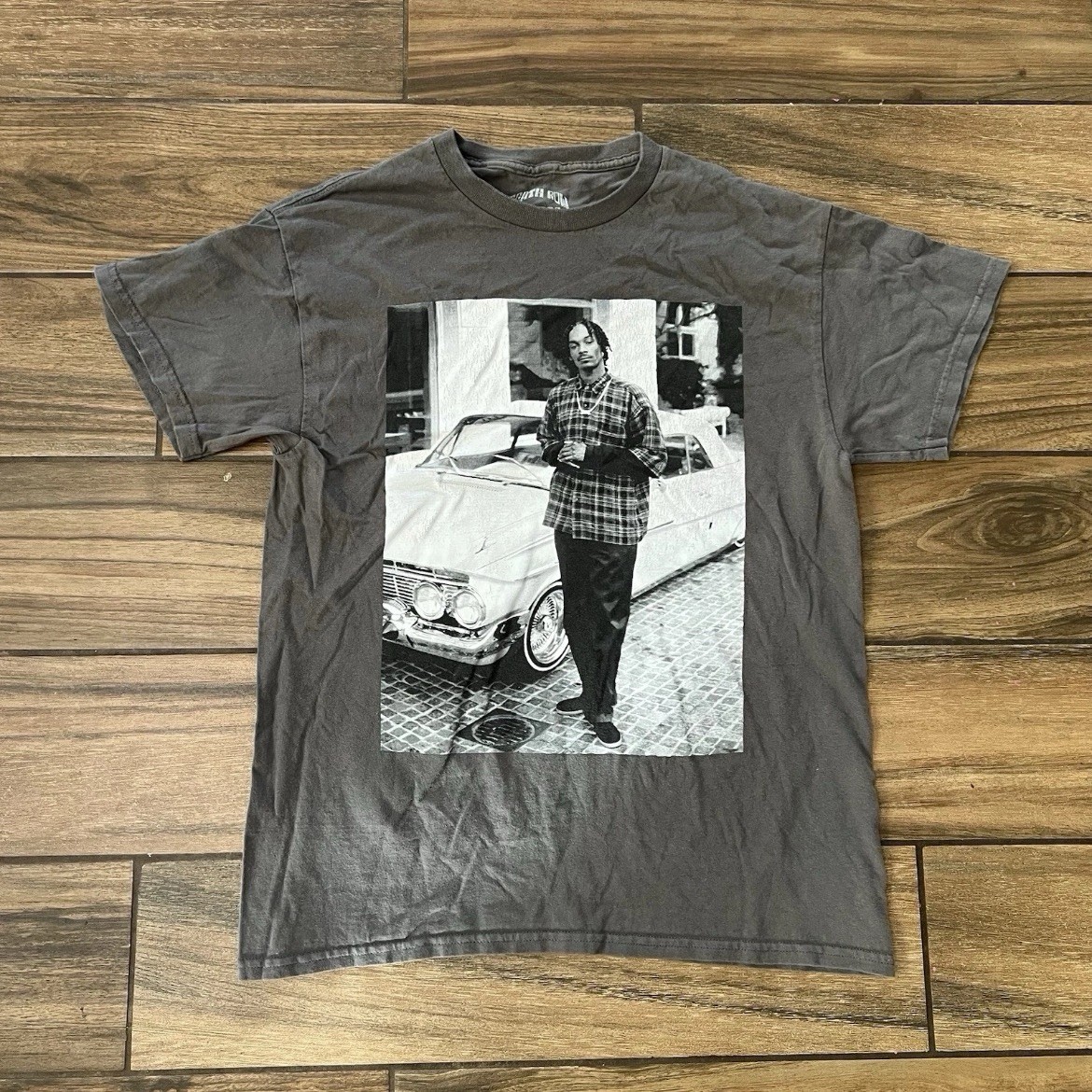 Death Row Records Snoop Dogg Graphic T Shirt Mens M Gray Double Sided Hip Hop