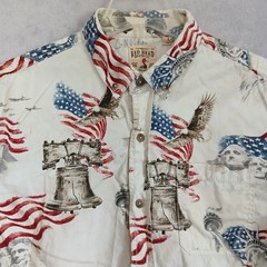 Red Head Men’s Large Patriotic Button Up Shirt American Eagle Liberty Cotton