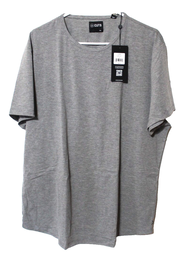 Cuts Clothing AO Curve Hem T-Shirt Gray XXL Cotton Blend