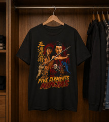Five Elements Ninjas T-Shirt Classic Kung Fu Movie Fans Retro Tee Gift