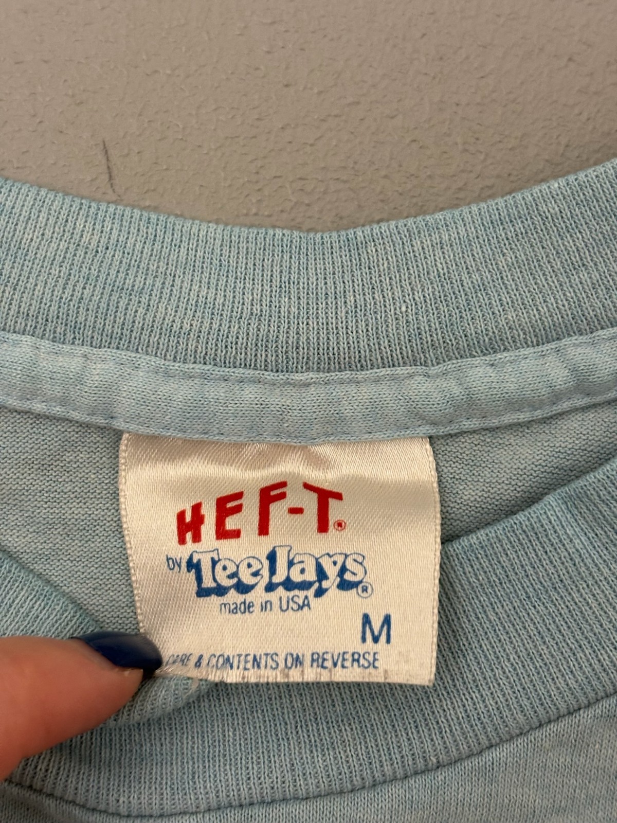 Vintage 90s HEF-T Run For The Zoo Long Sleeve T-Shirt M Blue Polycotton gallery