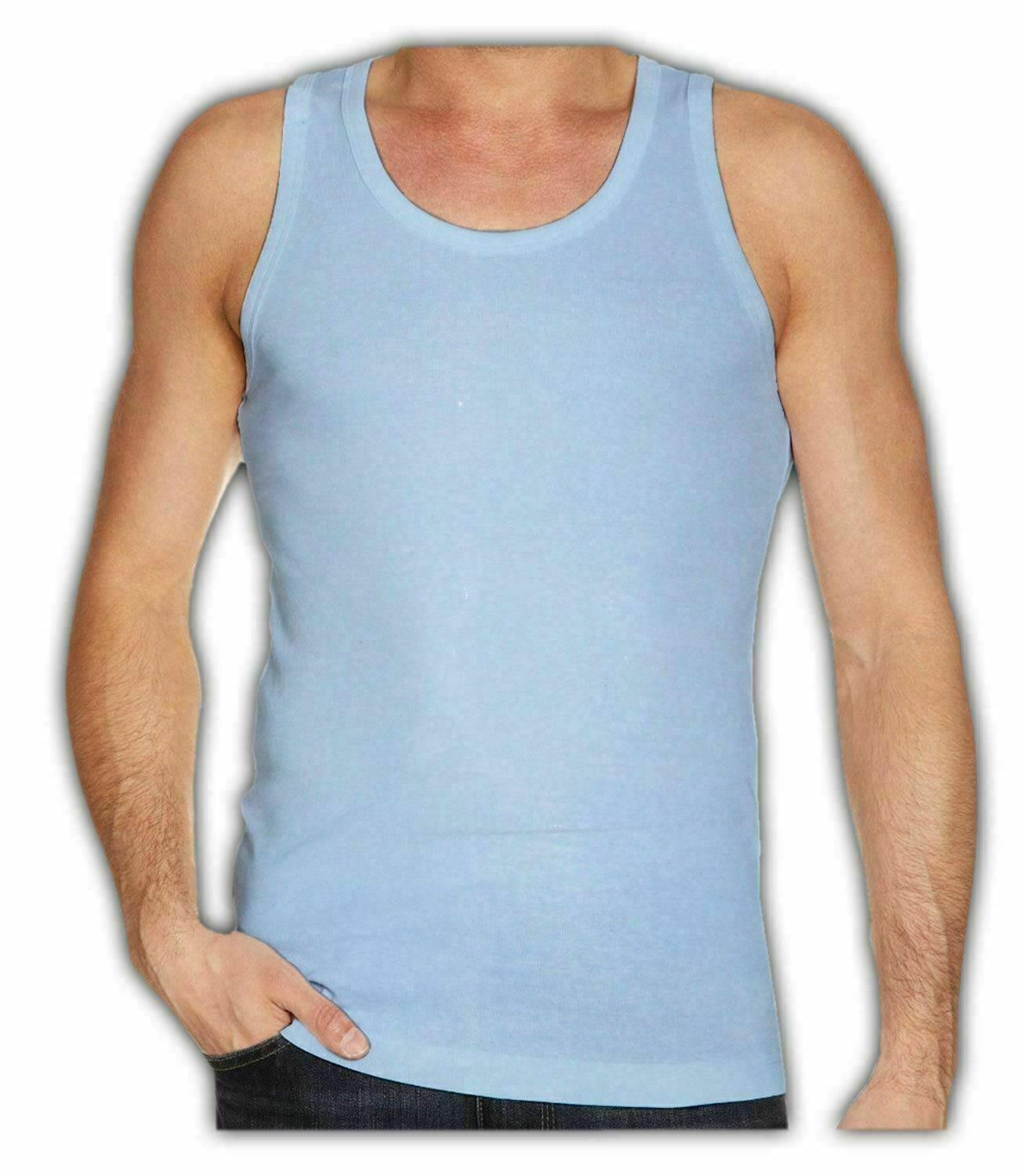 6 Pack Mens Vests 100% Cotton Plain Tank Gym Sports Summer Training Tops S-2XL gallery