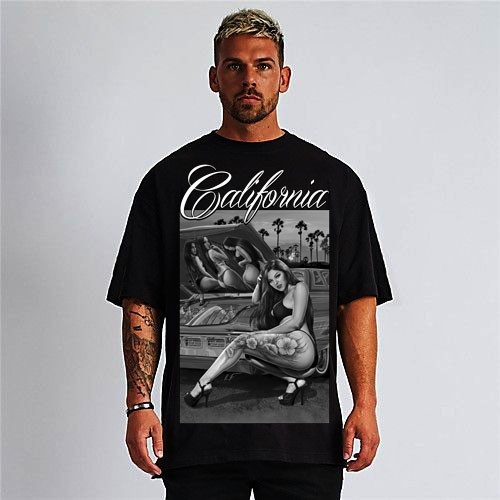 California street style girls tatto black t shirt 100% silk screen gallery