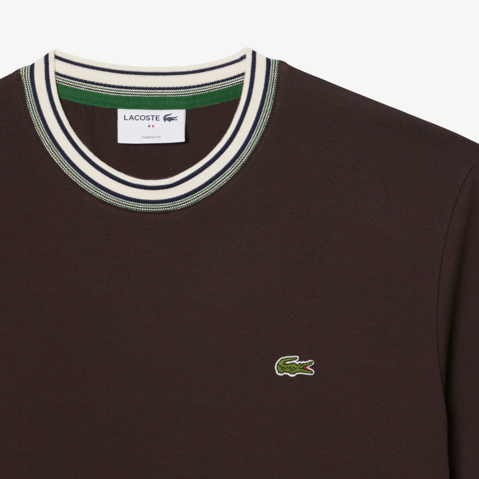 LACOSTE COTTON TIPPED CREW NECK T-SHIRT BROWN (7) 2XL RRP £75 BNWT gallery