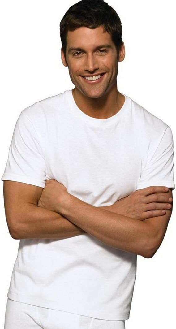 Hanes 7-Pack Mens Crew Neck Cotton T-Shirt (S) SMALL White Traditional Fit Tee